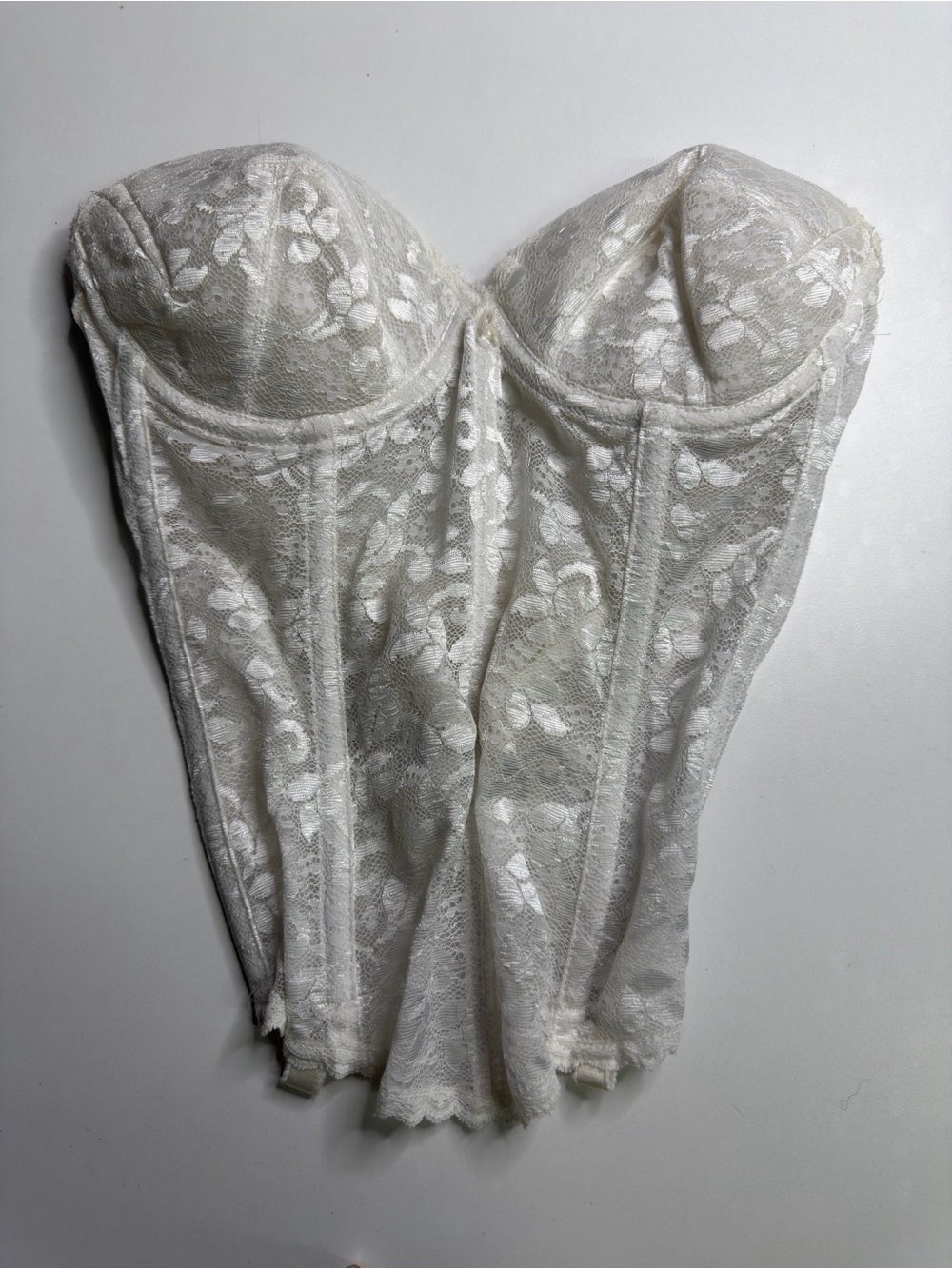 Strapless Lace Bustier Corset Bra - White